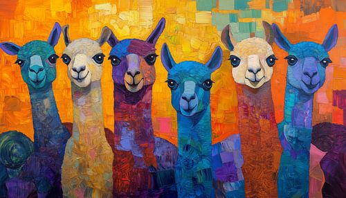 Abstracte alpaca's kleurrijk panorama