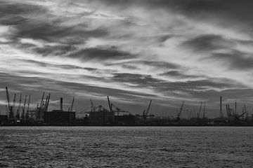 Rotterdamse haven in zwart-wit