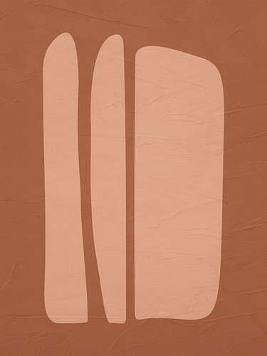 Abstrakte geometrische minimalistische Kunst organischer Formen in Erdtönen