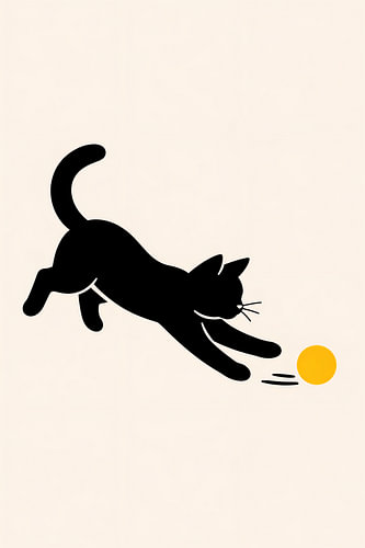 Speelende zwarte kat