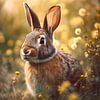 Bunny dans un champ de fleurs sur Treechild