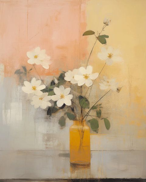 Fleurs des champs dans un vase, couleurs pastel par Studio Allee