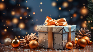 Weihnachtsgeschenkbox und Weihnachtsbaum Hintergrund