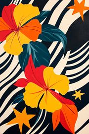 Bunte Hibiskusblüten mit Mustern von Poster Art Shop