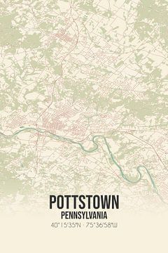 Alte Karte von Pottstown (Pennsylvania), USA. von Rezona