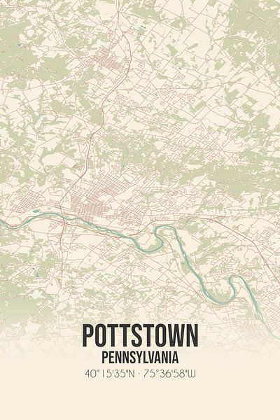 Vintage map of Pottstown (Pennsylvania), USA. by Prints of Place
