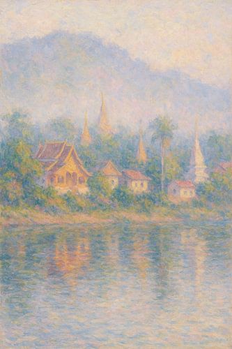 Luang Prabang Ochtendnevel - Reflecties op de Mekong