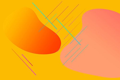 Midden Eeuwse Bauhaus vormen roze perzik op geel