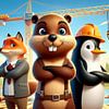 Tierisches Baustellenteam: Fuchs, Biber & Pinguin von artefacti
