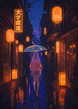 Anime Mädchen Straße Tokio Japan