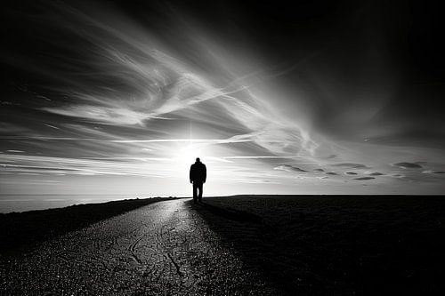 minimalistisch landschap in zwart wit