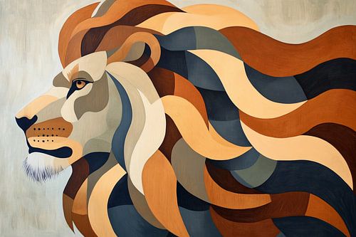 Abstracte leeuw in aardetinten