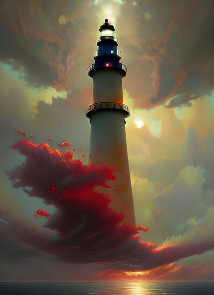 Lighthouse floating in the Sunset Clouds by Christine aka stine1