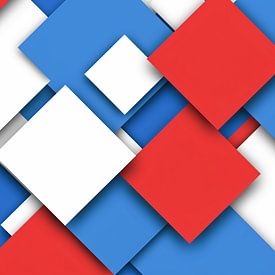Squares in red, white and blue by Kees van den Burg