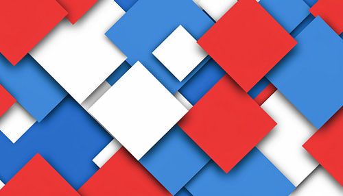 Quadrate in Rot, Weiß und Blau von Kees van den Burg