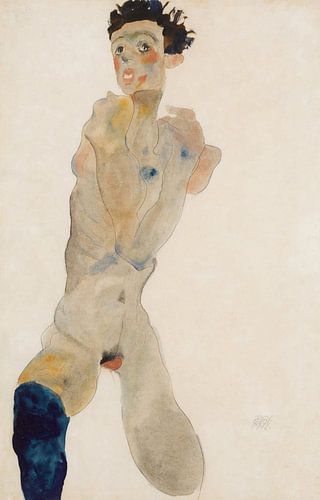 Staande man met gekruiste armen (zelfportret), Egon Schiele