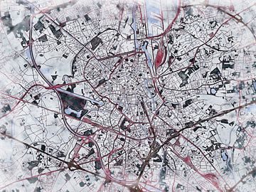 Kaart van Gent in de stijl 'White Winter' van Maporia