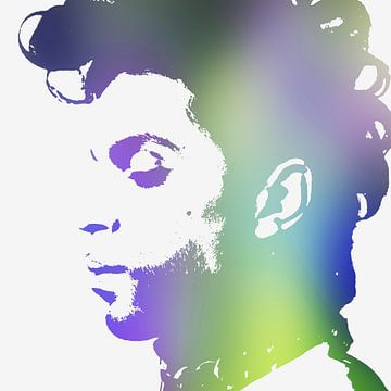 Prince Abstract Portret in Paars Groen Blauw van Art By Dominic