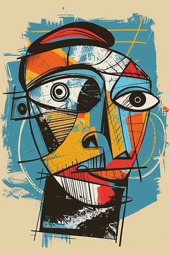 Kubistisch portret in levendige kleuren