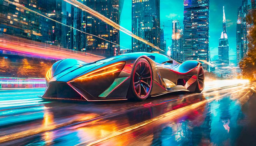 Sports car at night by Mustafa Kurnaz
