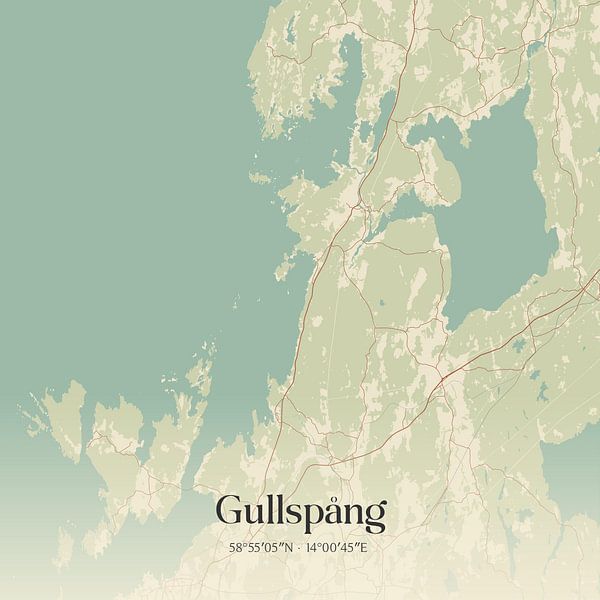 Alte Karte von Gullspång, Schweden. von Ortsdrucke