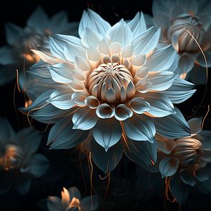 Schöne weiße Blume mit schönem Sonnenglanz von Karina Brouwer