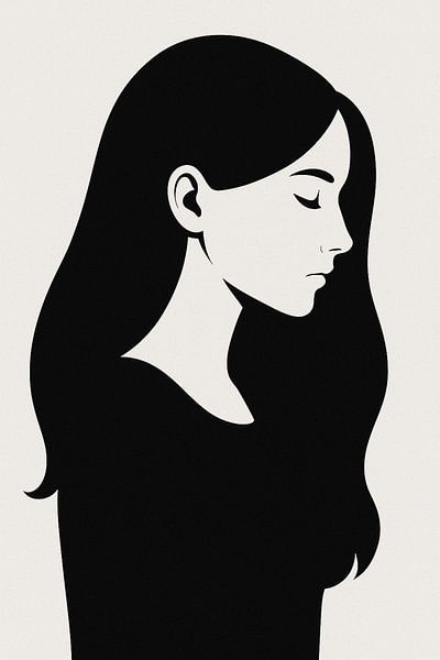 Silence éthéré - Silhouette minimaliste en noir et blanc par RavenC Store