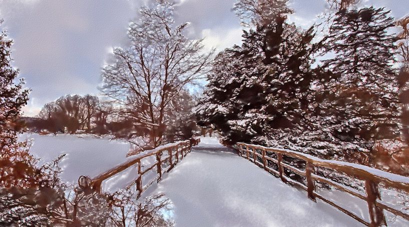 Brug panorama in aquarel stijl van Edgar Schermaul