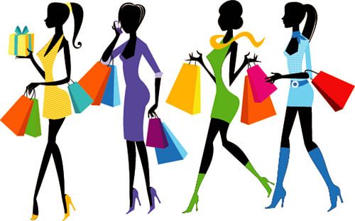 Winkelende trendy meiden