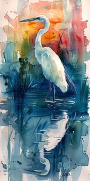 Heron in the Dusk by ByNoukk