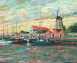 Schilderij van de haven, Zierikzee in Zeeland van Atelier Liesjes thumbnail