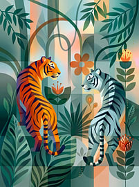 Tijgers in een geometrische jungle van ¡ guay !