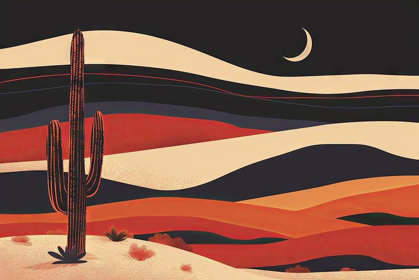 Desert landscape at night by Poster Art Shop
