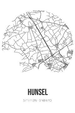 Hunsel (Limburg) | Landkaart | Zwart-wit van Rezona