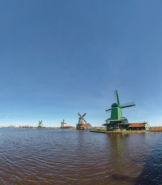Mills along the Zaan. The Pied Hen, The Young Sheep, The Searcher, The Cat, The Crowned Poelenburg,  by Rene van der Meer