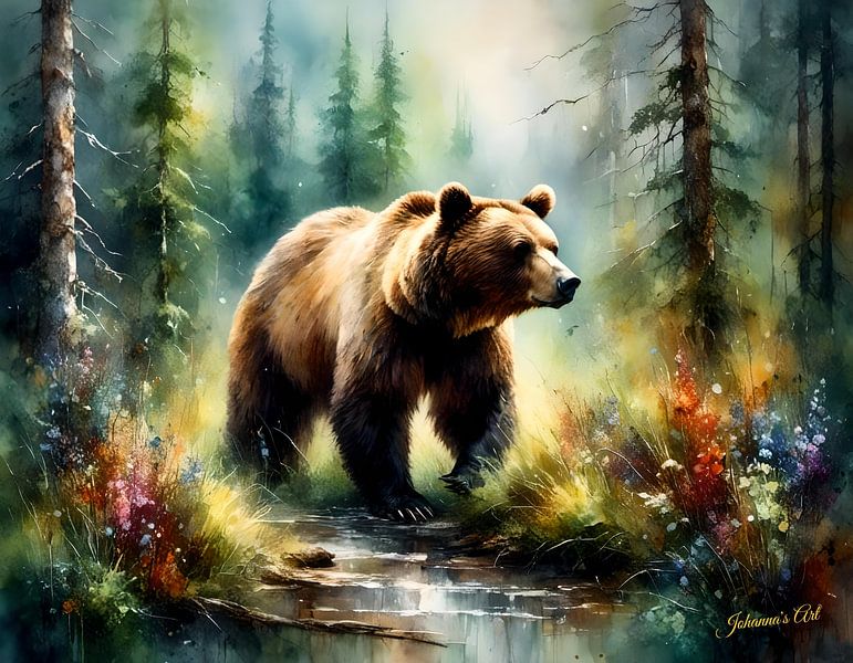La faune et la flore en aquarelle - Ours 4 par Johannas Art Creations