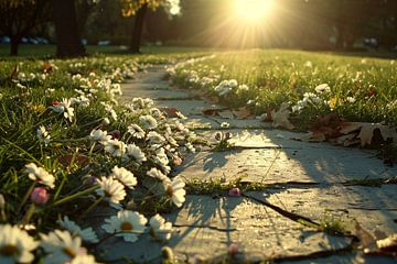 Bloemen onder zonlicht op pad van Imperial Art House