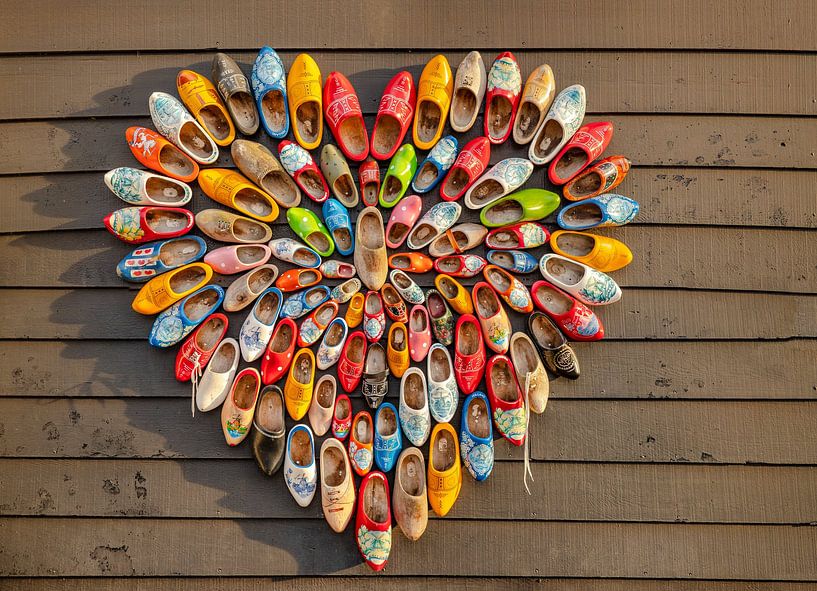 The heart symbol made from wooden clogs, Zaandam, , North Holland by Rene van der Meer