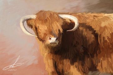 Œuvre d'art numérique - Scottish highlander - peinture à l'huile sur Emiel de Lange