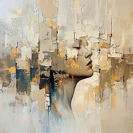 Vrouw en Abstract van Kunst Kriebels