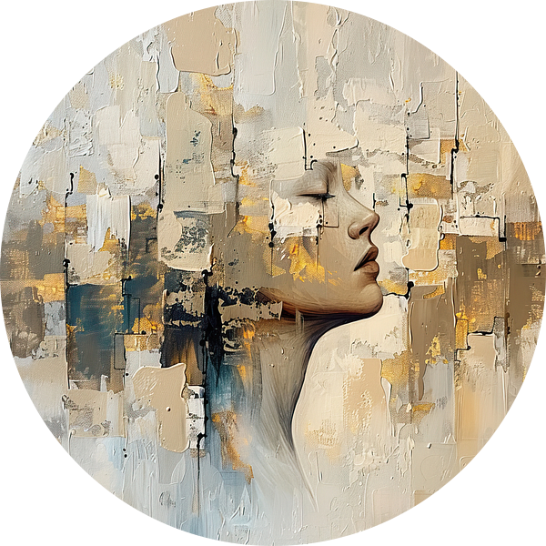 Vrouw en Abstract van Kunst Kriebels