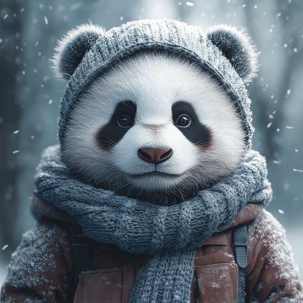 Giant panda dressed for winter by Ton Kuijpers