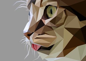 Braune Katze Low Poly