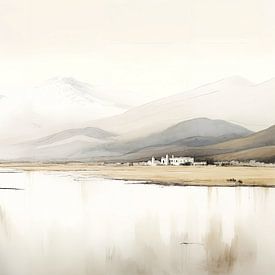 Beige Schilderij Serenity's Glow | Natuurlijke Rust van Blikvanger Schilderijen
