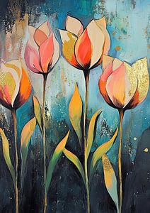 Tulpen malen | Vergoldete Blütenblätter