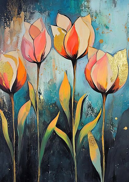 Painting Tulips | Gilded Petals by Wonderful Art