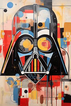 Portrait von Darth Vader im Stil von Pablo Picasso und Jean-Michel Basquiat von Felix Wiesner