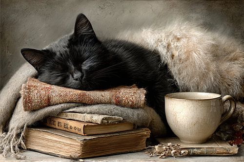 Boeken en Dromen – Katten herfst stilleven vol gezelligheid