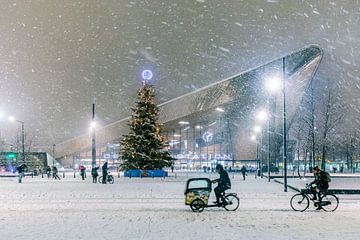 Schnee in Rotterdam am Hauptbahnhof 2