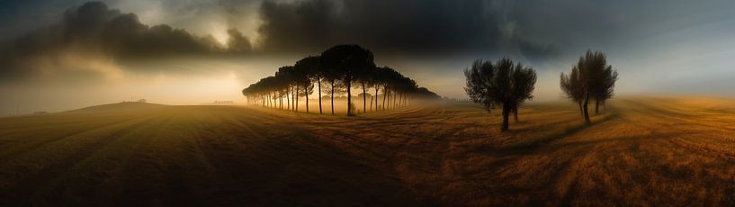 Sonnenaufgang über toskanischen Hügeln von fernlichtsicht